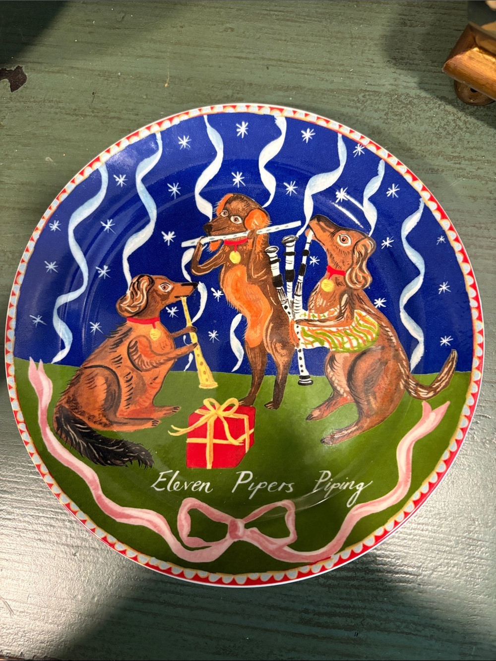 Anthropologie Emily Maude Eleven Piper’s Piping (dogs) Xmas dish